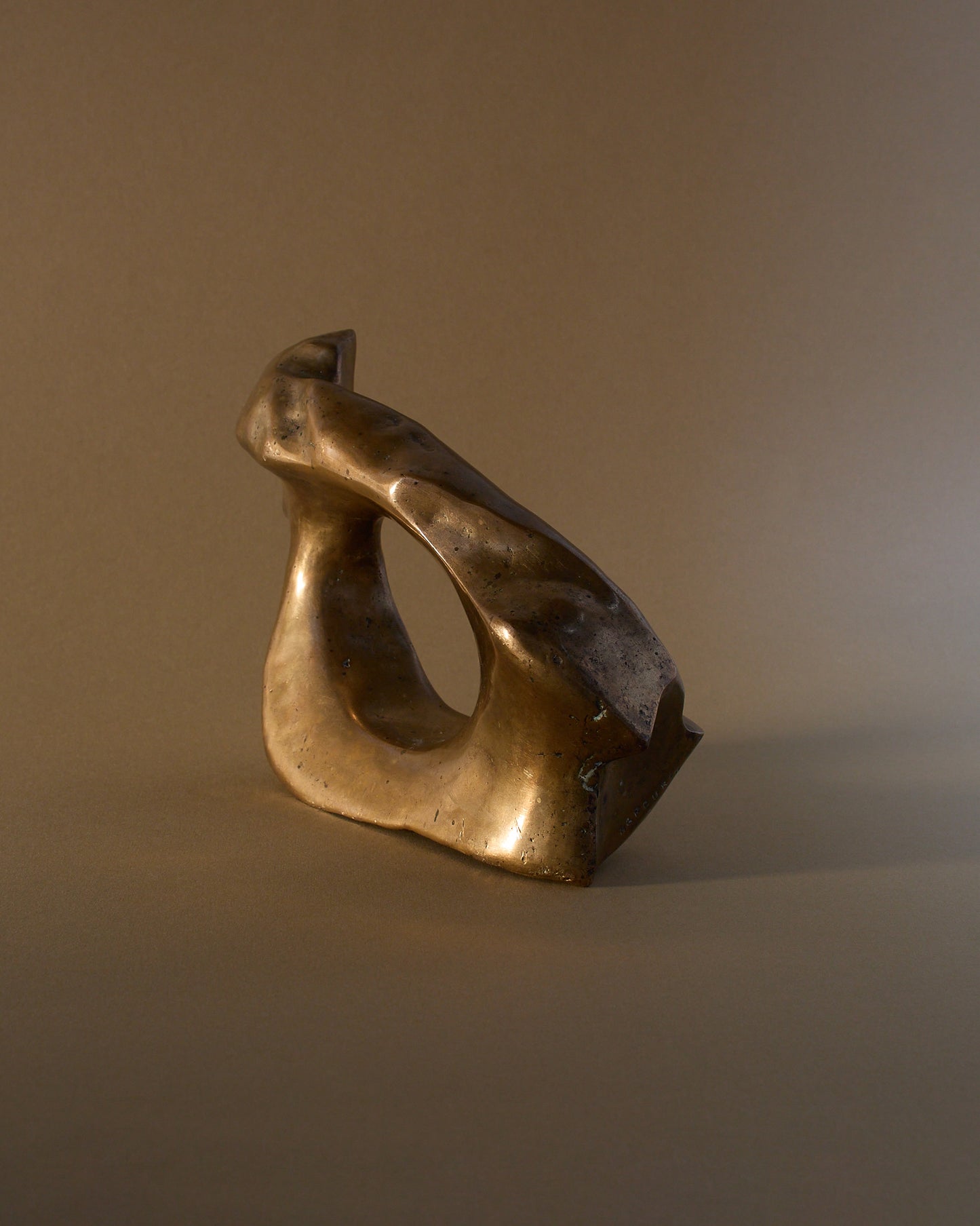 Back view of James Mercurin sculpture (c.1990s) — tactile bronze surface with natural organic form.